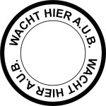 CRNA-RH4 vloersticker wacht hier - zwart-wit